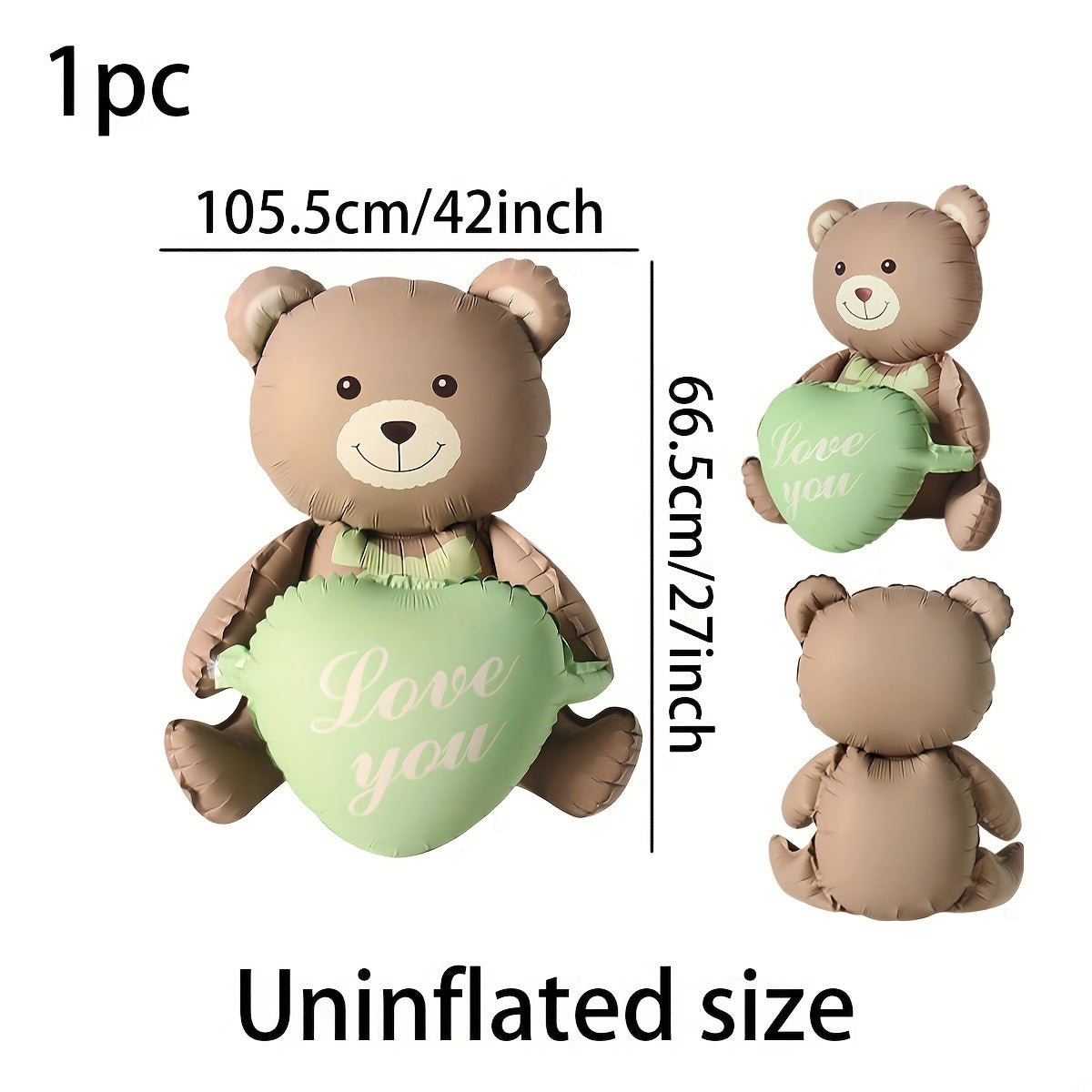 1 piece of 42-inch Ins Style Heart-hugging Teddy Balloons for Valentine's Day, Weddings, and Bridal Showers.