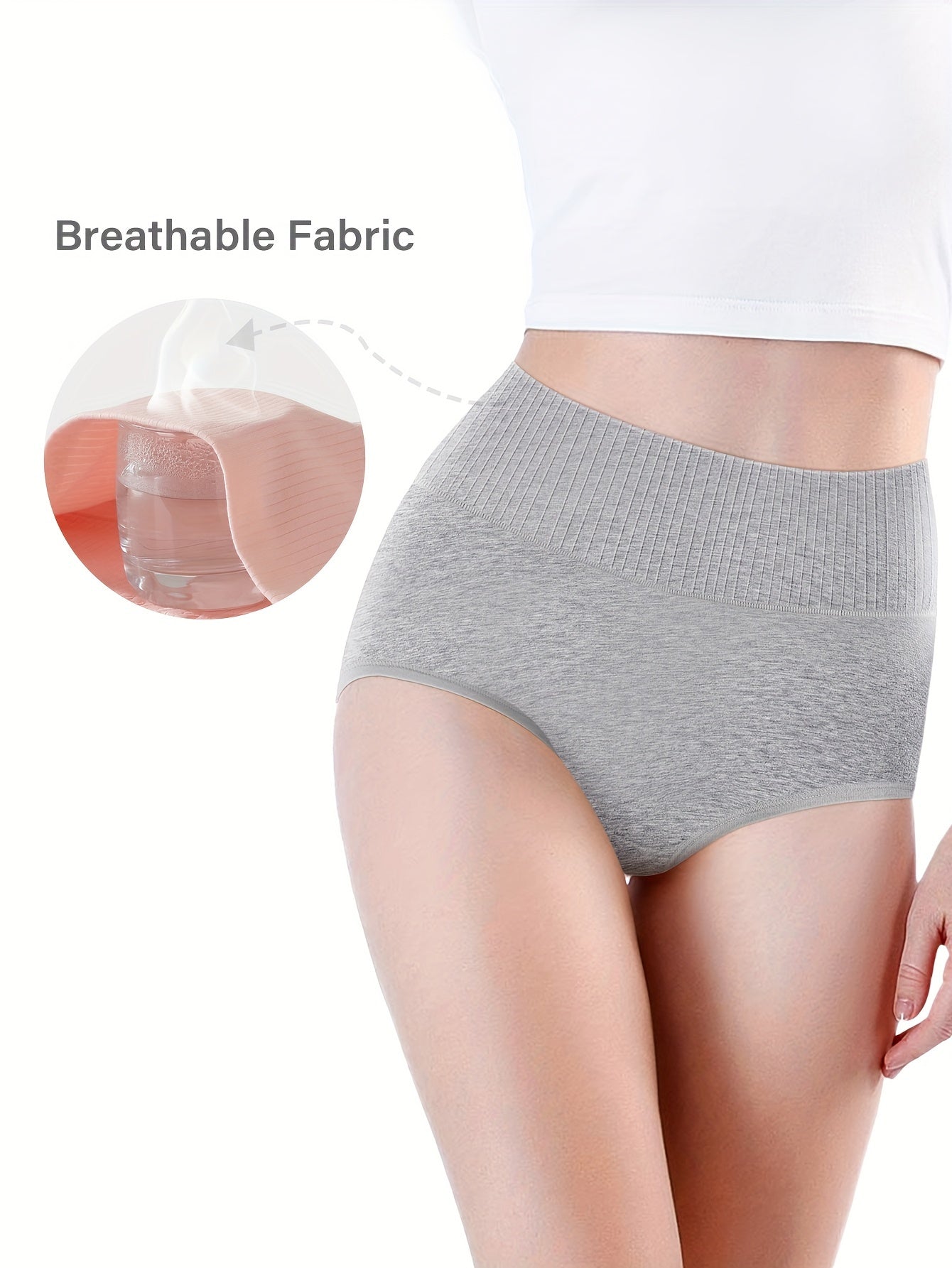 Comfortable high waist women's underpants with tummy control, solid color and breathable fabric.