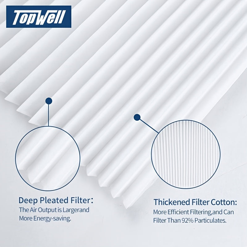 Set of 4 TopWell Pleated Air Filters for AC/HVAC Furnace Air Filter - Replacement for Reusable Air Filter (No Frame) - Pack of 4