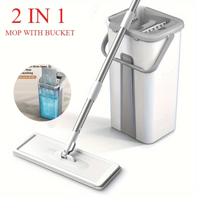 Get the ultimate cleaning solution with our 2-in-1 Microfiber Mop and Bucket Set! This innovative set features a self-wringing system for hands-free washing, a flat rotating floor mop for wet and dry use, and is perfect for cleaning your living room and