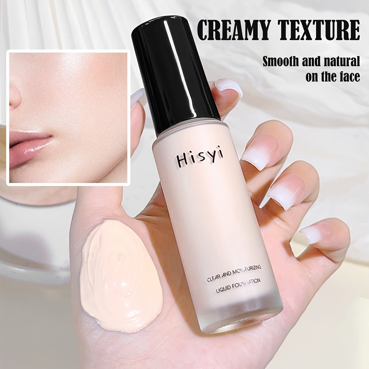 Lightweight liquid foundation cream for medium skin, providing full coverage with a matte finish for a smooth and even skin tone. Ideal for daily use.