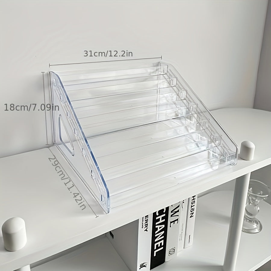 Clear plastic greeting card holder for flower and gift shops - versatile display stand for holiday cards.