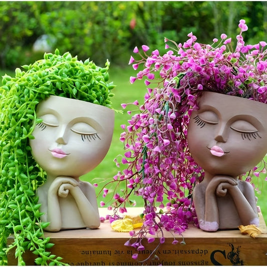 Resin Creative Facial Vase: Ideal for Decorating Home, Office, and Garden! Great for Christmas and Halloween Gift Giving.