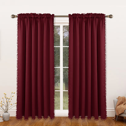 1 thermal insulated blackout curtain panel suitable for study, living room, and kitchen. This decorative curtain features a rod/pole pocket design for added privacy and energy efficiency.