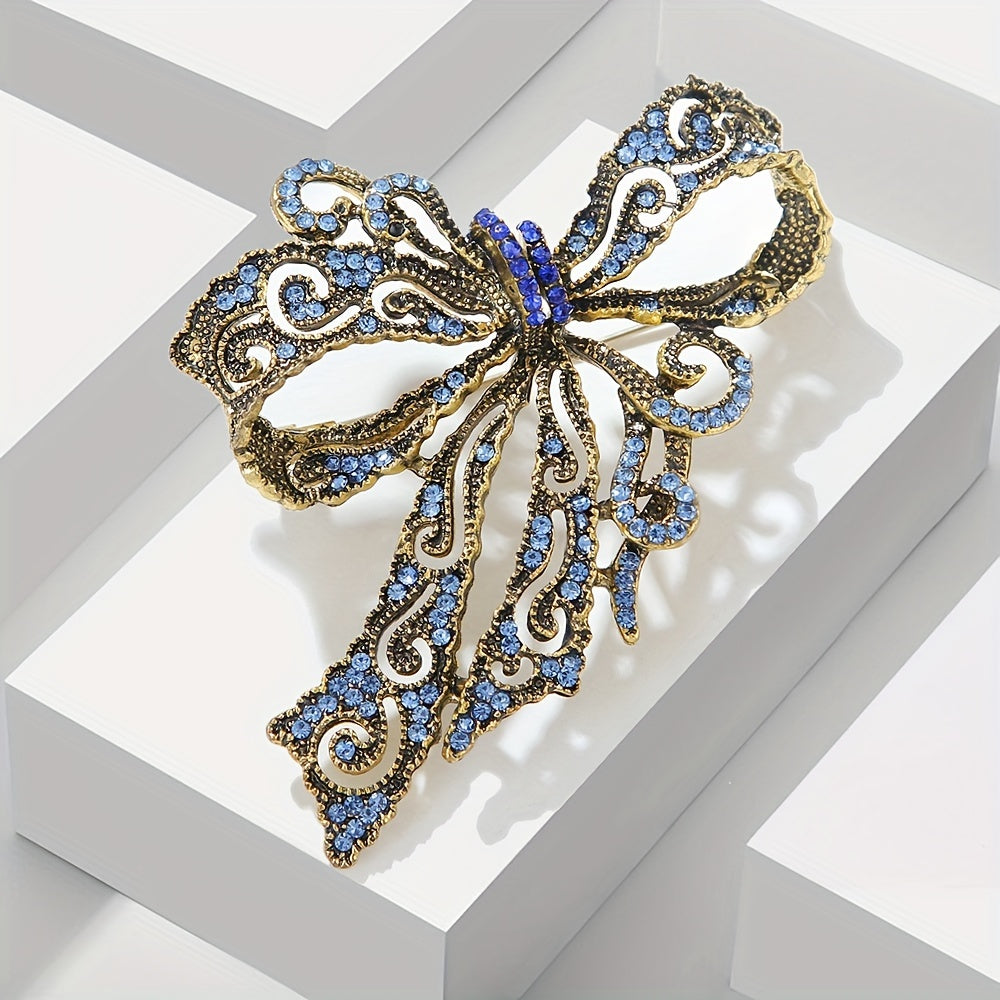 Rhinestone bow brooch pin with a vintage-inspired design - a dazzling fashion accessory to elevate dresses, coats, and bags.