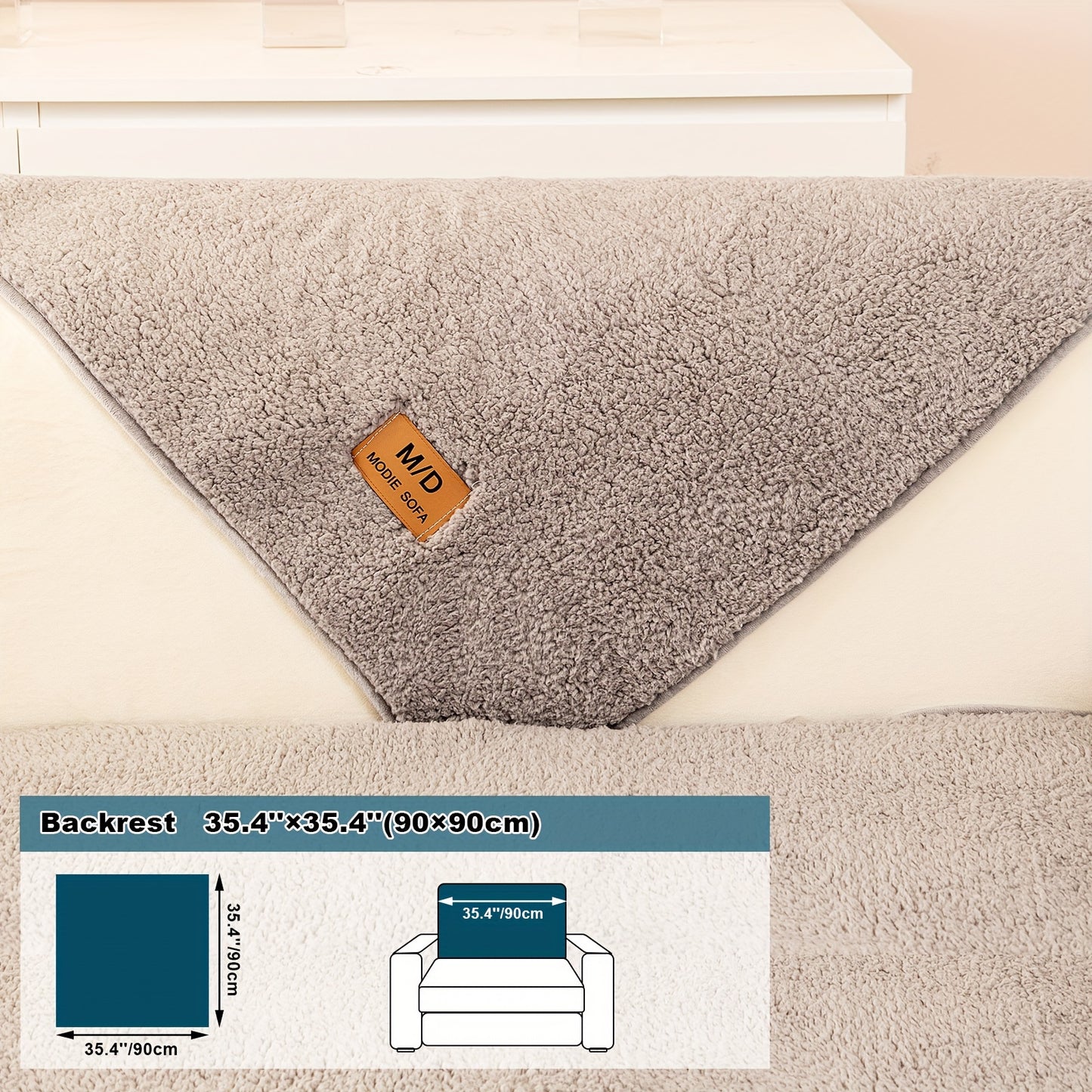 Thick Sherpa sofa cover for pets and furniture protection in bedroom, office, or living room.