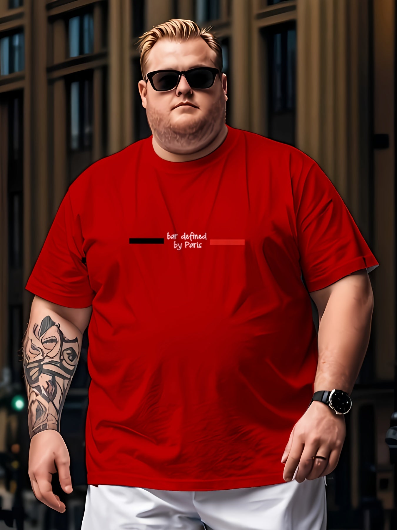 Plus size men's printed t-shirt, perfect for outdoor and party wear.