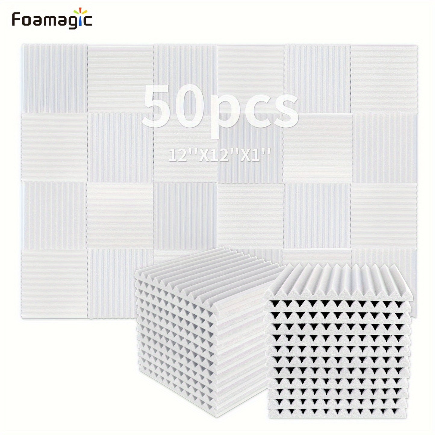 50 Studio Acoustic Foam Wall Panels - 2.54cm X 30.48cm X 30.48cm