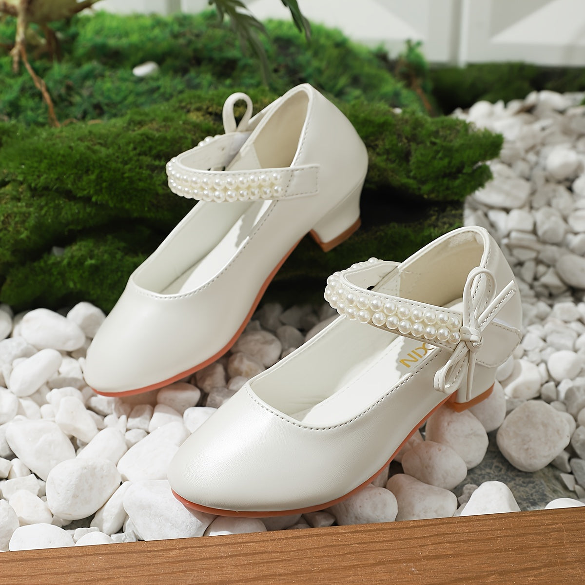 Chic pearl and bow high heels - perfect for weddings, parties, and performances.