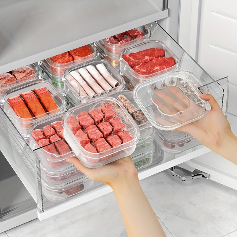 Stackable Refrigerator Organizer Bins with Lids - Set of 6/8/10/12, Clear Plastic Pantry Storage Containers for Fruit and Vegetables, Ideal for Home Kitchen Supplies