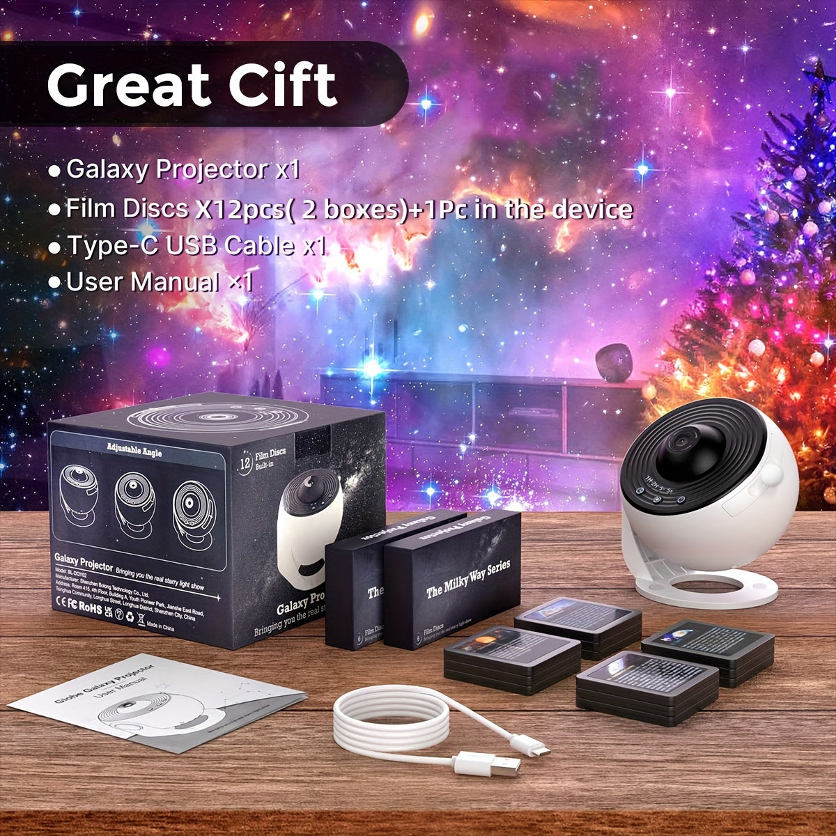 12-in-1 Star Projector: Bedroom Planetarium, Aurora, Night Light for Kids and Adults