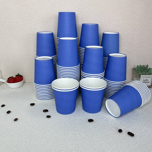 High-Quality Dark Blue Disposable Paper Cups - 7oz Size: Perfect for Coffee, Tea, Parties & Picnics - Thick Material for Anti-Scald Protection with Food Grade Approval