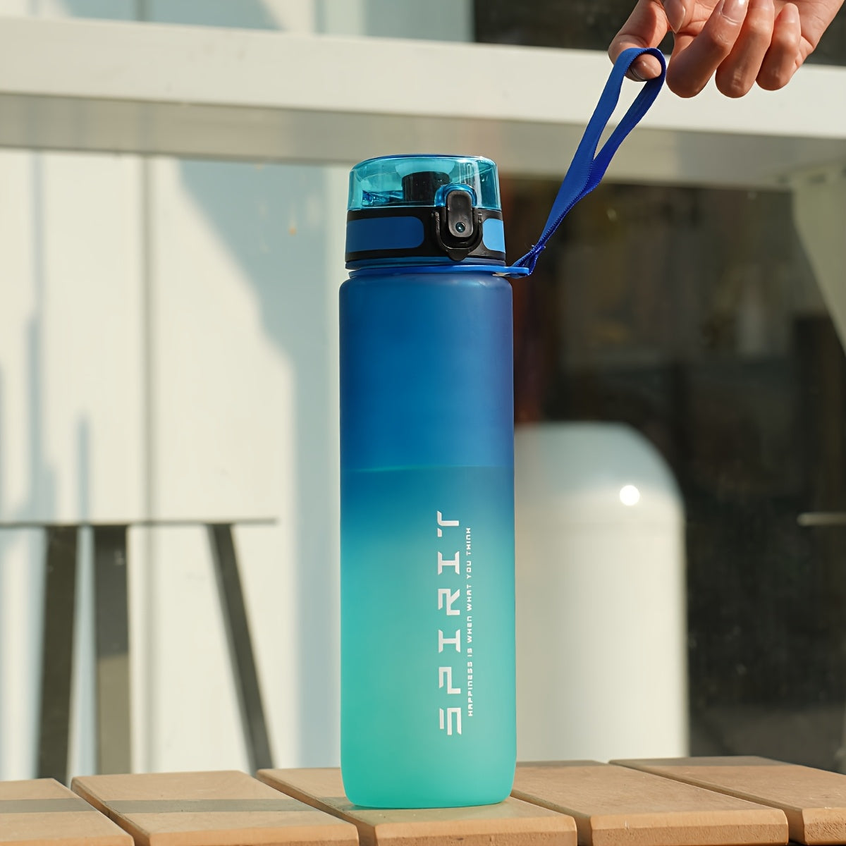 Leak-proof 34oz sports water bottle for gym, fitness, and outdoor use. Durable and portable with food-grade material (hand wash only).