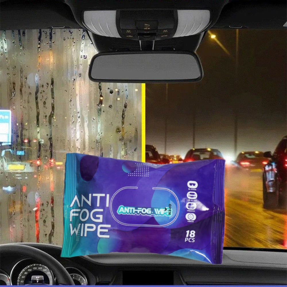 Get a pack of 18 Anti-fog Wipes that are made of Multifunctional Non-woven Single Sheets for easy cleaning of car windows and glasses. These wipes are portable, convenient, and provide a one-wipe solution.