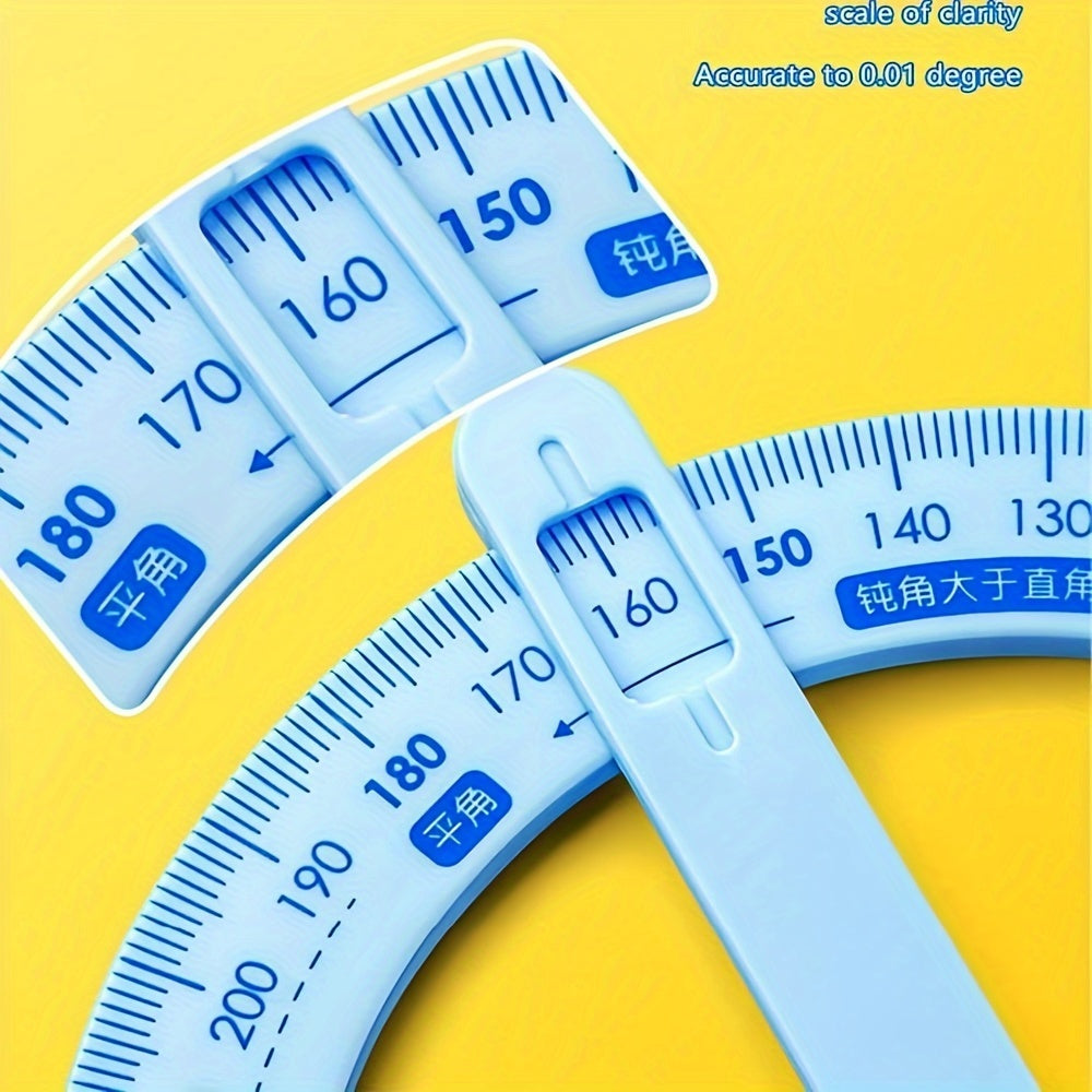 360-degree rotatable protractor set for math and geometry, ideal for students' learning and teachers' demonstrations.