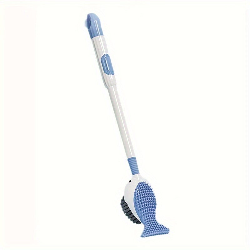 Whale-Shaped Toilet Brush Set with Holder, Suction Cup Base, and Self-Dispensing Cleaning Solution - Features Silicone Bristles, Press-Type Liquid Release, and Reusable Plastic Handle. Suitable for Bathroom, Toilet, Kitchen, and Patio Use with No Power