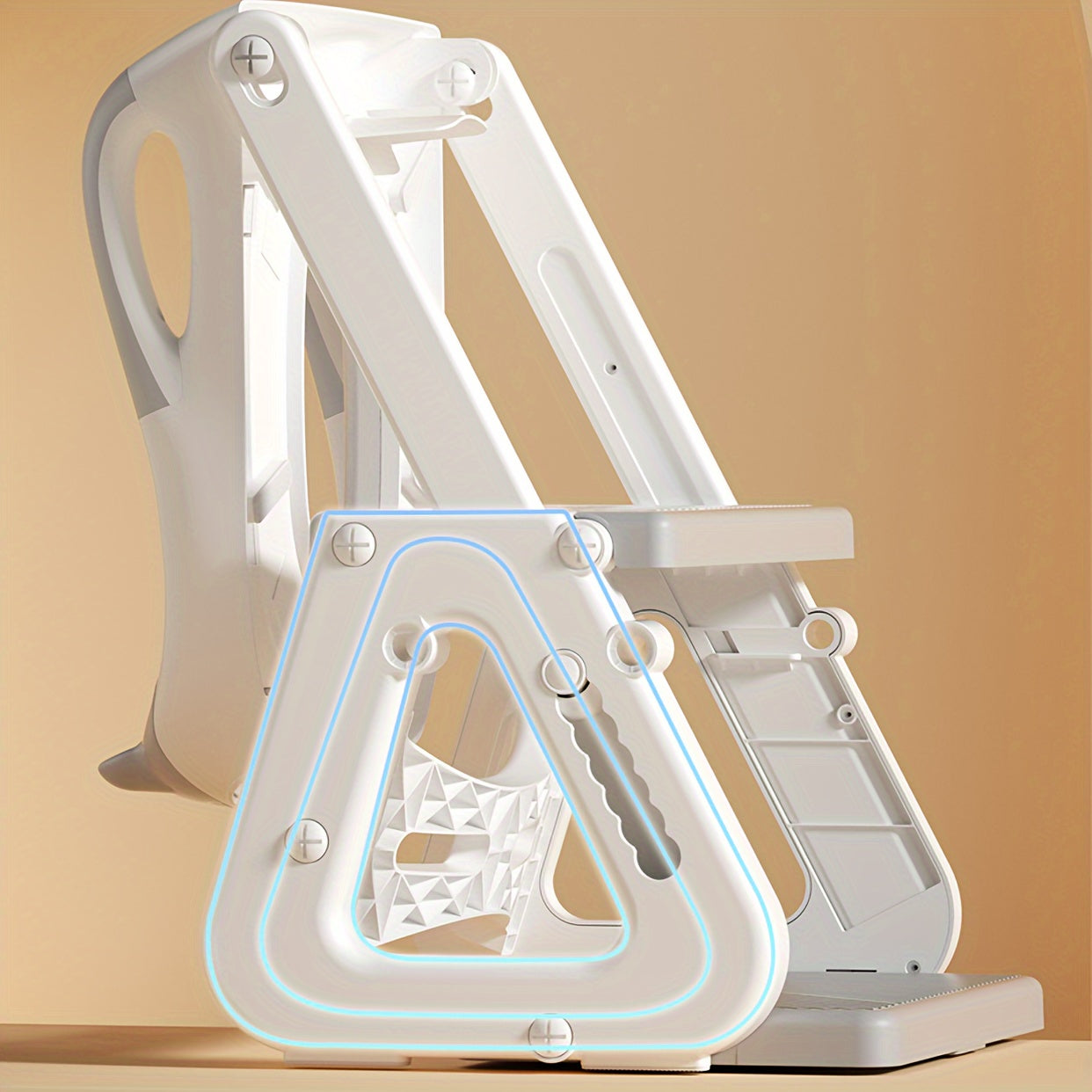 Versatile toilet training ladder for children, doubling as a folding footstool for the toilet, with a detachable toilet ring for added convenience.