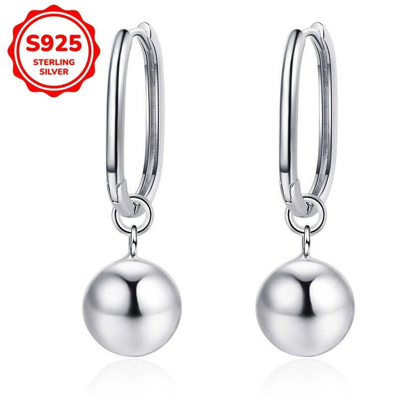 Light Luxury Fashion Long Large Bead Women's Earrings in Silvery, Perfect for Daily Commuting - 4.6g