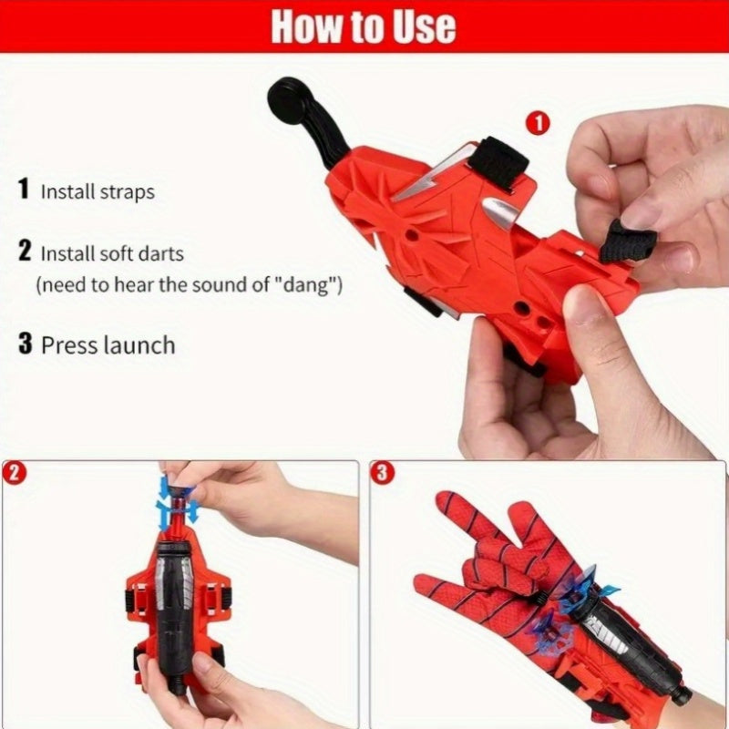 Advanced Spider Launcher Toy shoots soft darts and comes with spider web gloves.