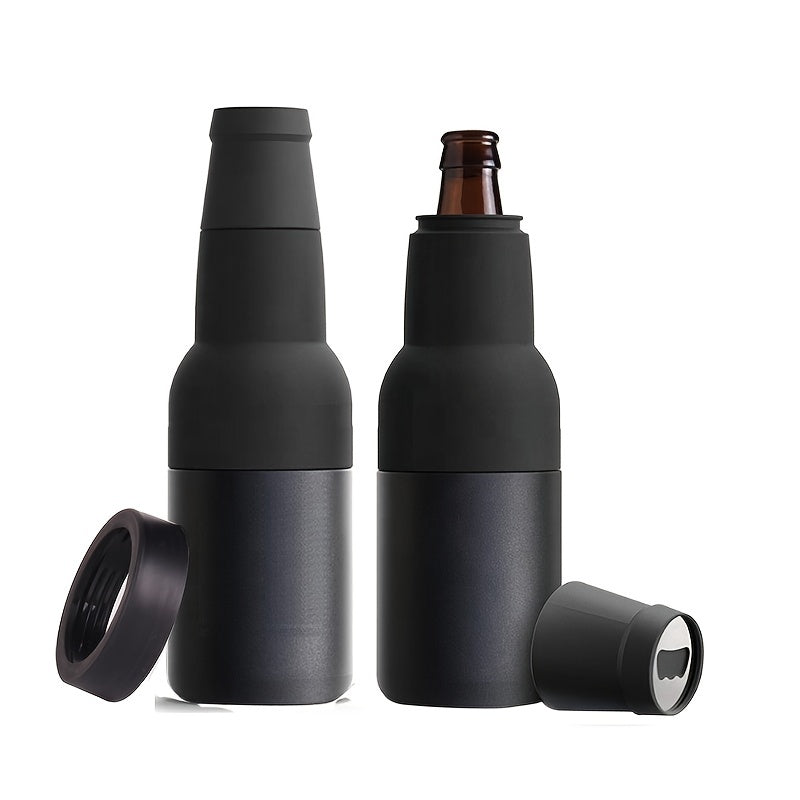 1pc Stainless Steel 3-in-1 Beer Bottle Insulator with Opener, Gifts for Men