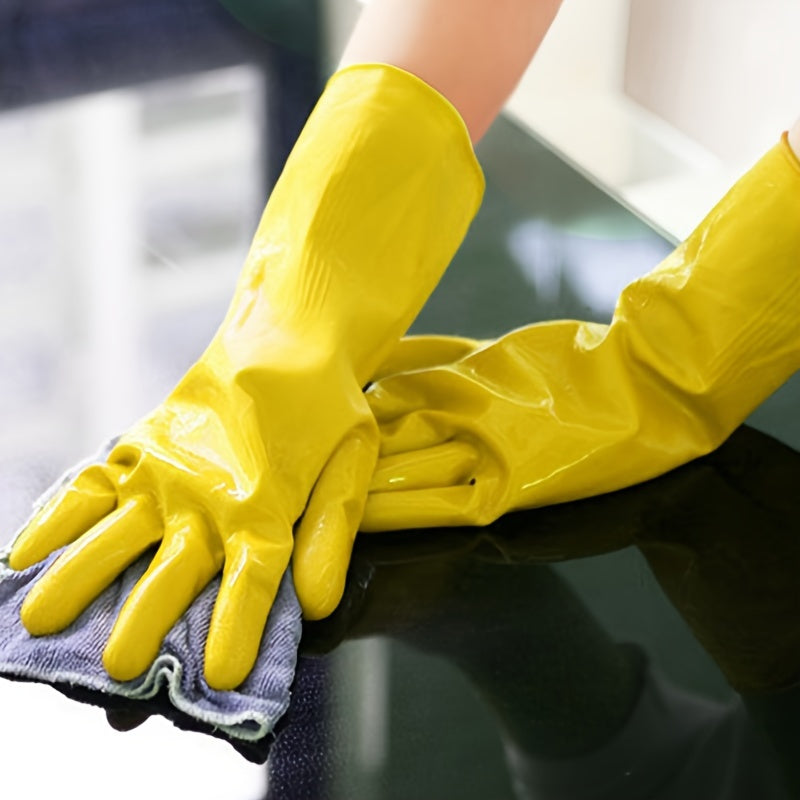 6 Pairs of Sturdy, Reusable Rubber Gloves - with Long Sleeves, Designed for Kitchen Cleaning, Work, and Painting