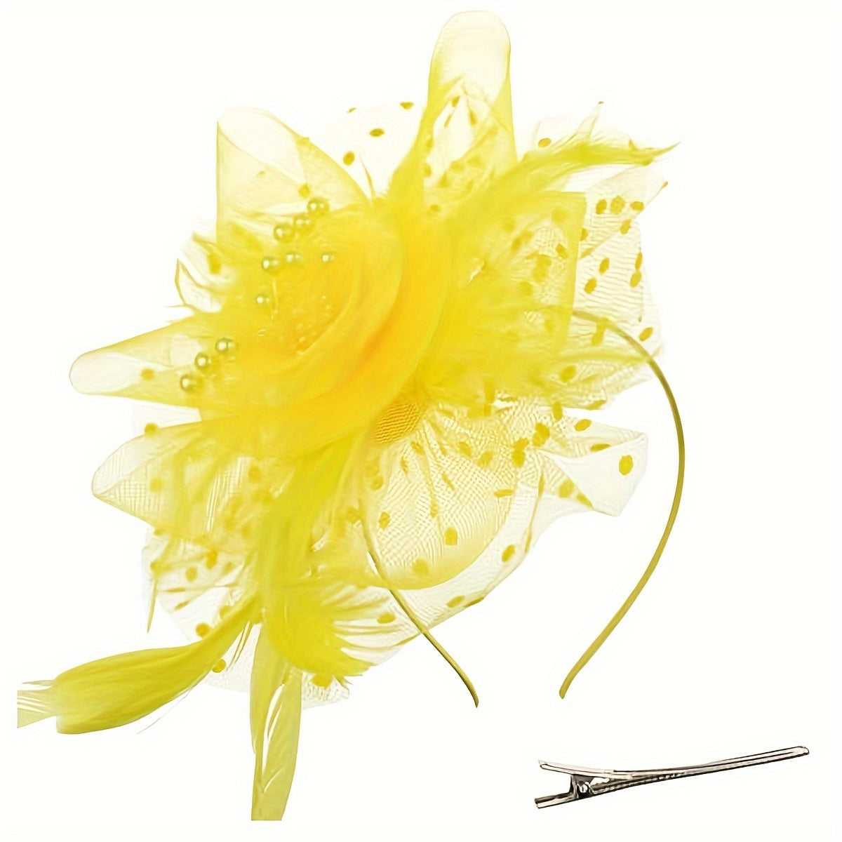 Women's Vintage Fascinator Hair Clip with Mesh Veil, Artificial Feather Flower, Perfect for Parties, Clubs, Weddings, and Church Events. Retro Style and a Great Mother's Day Gift Option.