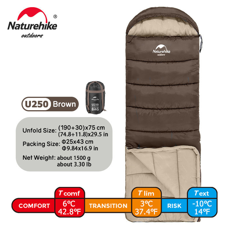 Naturehike U Series Envelope Sleeping Bag with Hood thermal sleeping bag