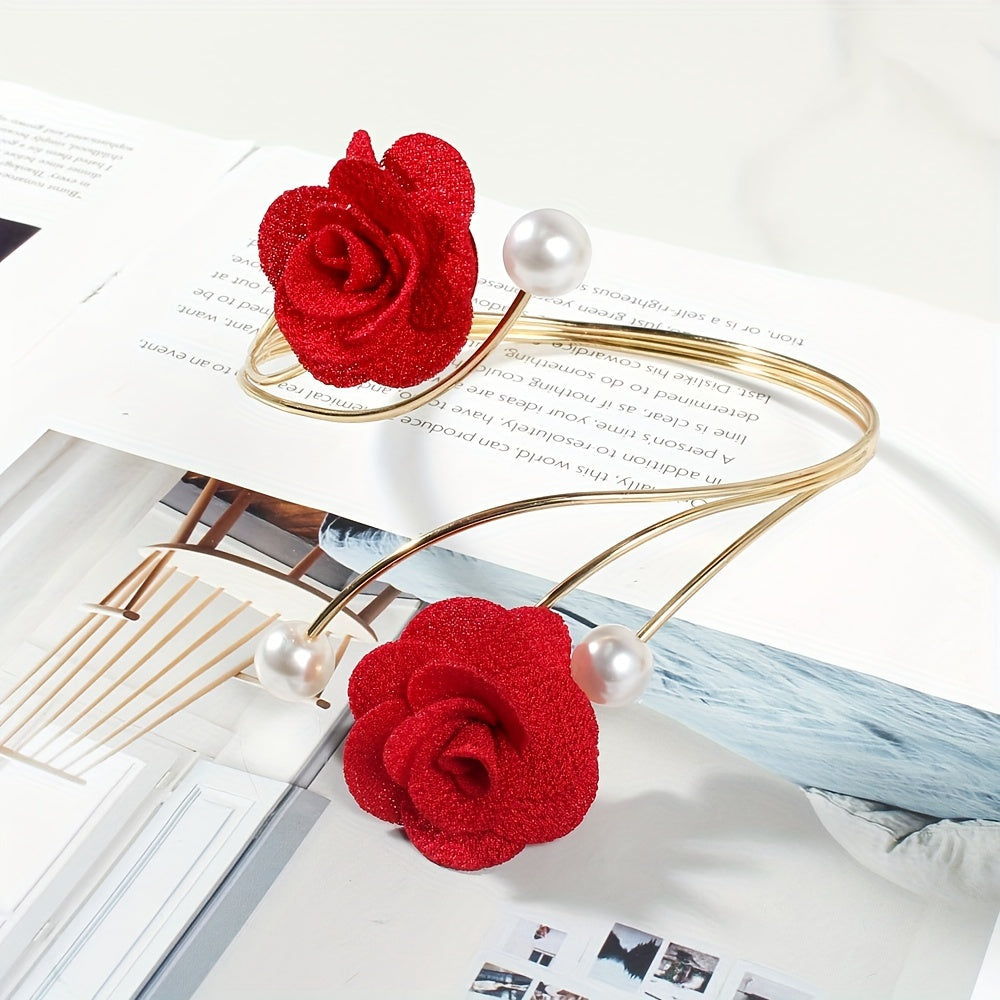 Set of 2 Rose Flower Design Curtain Tiebacks, Made with Metal and Polyester, Ideal for Holding Back Curtains and Adding a Decorative Touch to Your Space