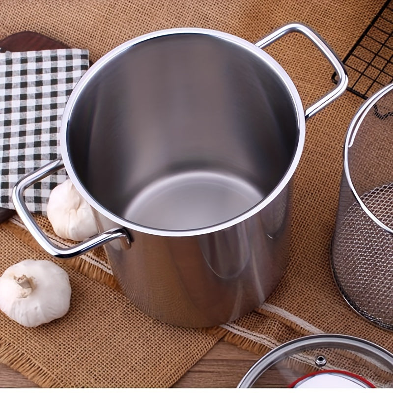 Get the GOOD HARVESTER 7.5L Stainless Steel Stockpot with Lid for all your cooking needs. This versatile pot can be used for making soups, frying, stewing, and more. The pot is dishwasher safe and features a brushed finish for easy cleaning. It also