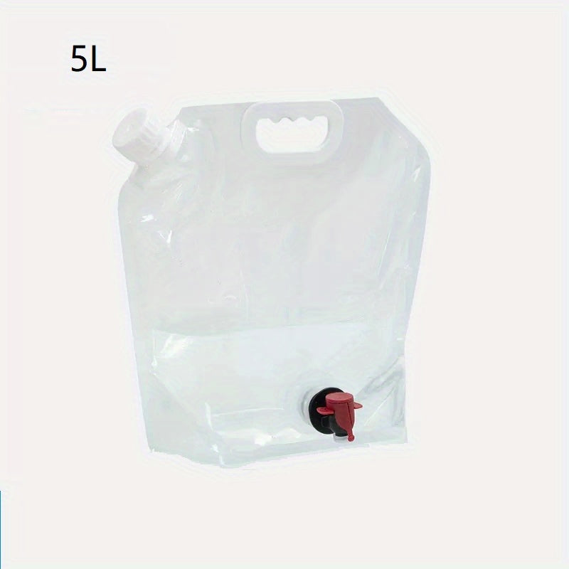 Portable collapsible water container bag - 5.68L/11.36L clear plastic storage jug for outdoor adventures and emergency preparedness. Ideal for hiking, picnics, BBQs, and more. Convenient and easy to carry.