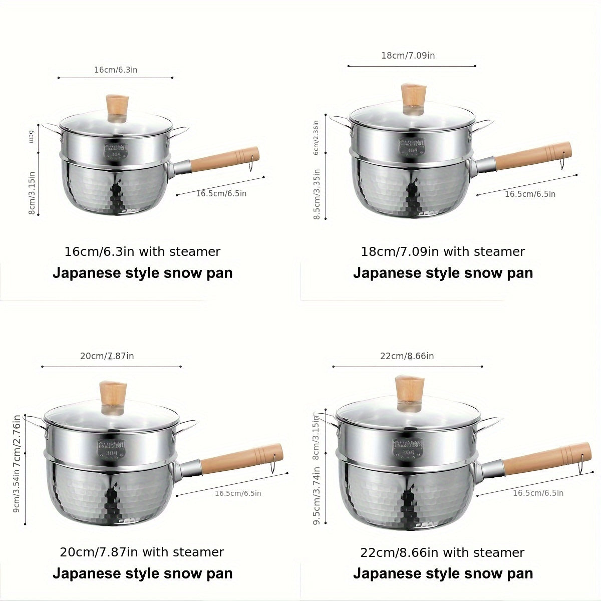 Japanese Stainless Steel Snow Pan, Household Small Milk Pan, Non-stick Pan for Food Supplements, Cooking Noodle Soup Pan, Suitable for Electromagnetic Stove, 1 Piece