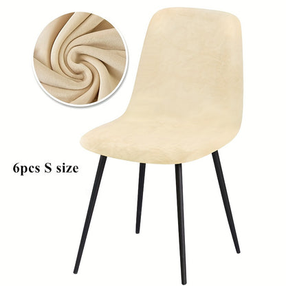 Arc-shaped short back chair slipcover made of velvet fabric, suitable for bar chairs in dining rooms and home offices.