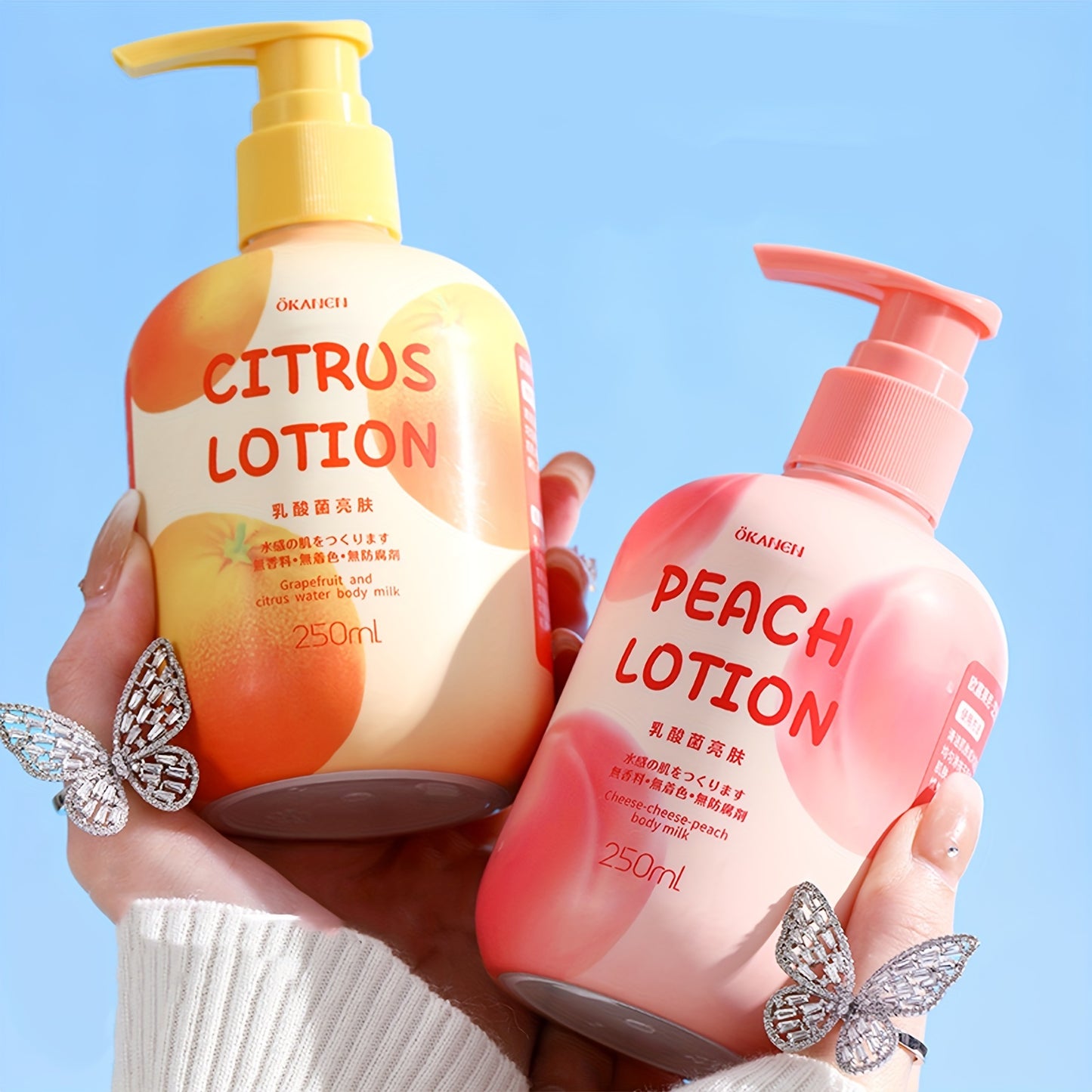 Peach Citrus Body Lotion with Hyaluronic Acid, Nicotinamide, Vitamin C, and Vitamin E for Dry Skin