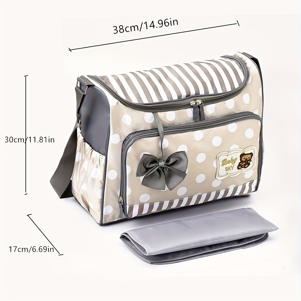 Large Capacity Single Shoulder Parent Bag Diaper Bag with Fashionable Polka Dot Print