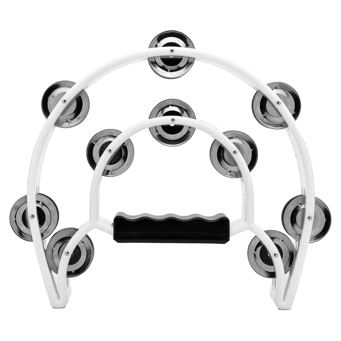 Eavnbaek Double Row Hand Bell Tambourine - Colorful metal jingle drum with comfortable grip and durable ABS body. Ideal for all ages, parties, bands, KTV, and drum accessories.