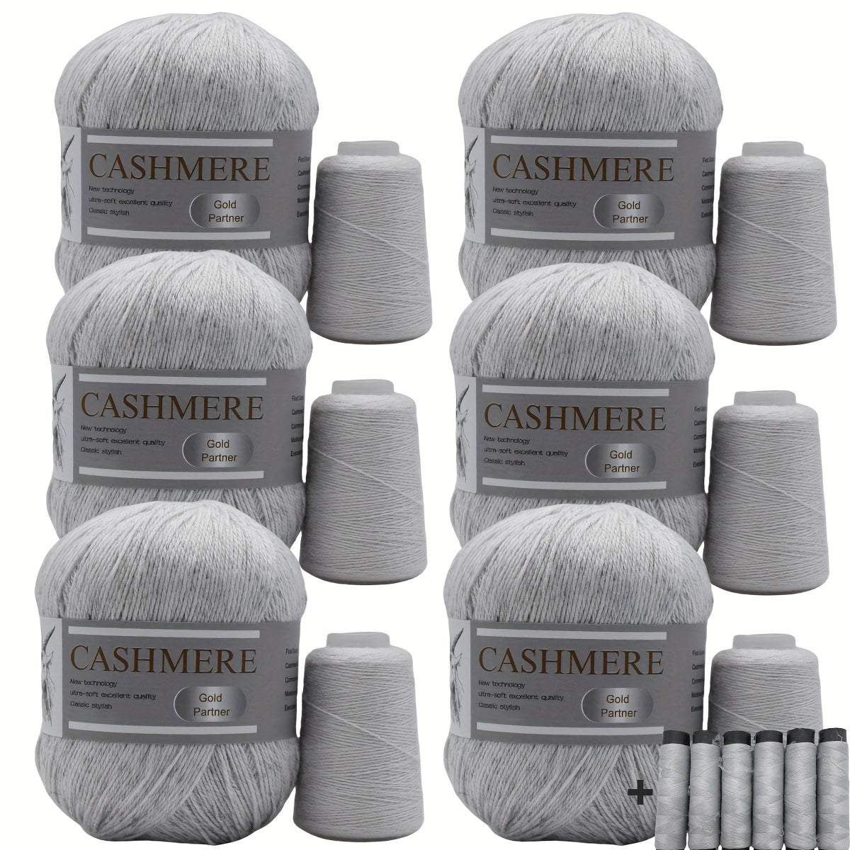 6 luxurious cashmere yarns for hand knitting and crocheting. Ideal for making sweaters, scarves, hats, shawls, cardigans, and gloves. High-quality, soft, warm, multicolored bundle in 10.58