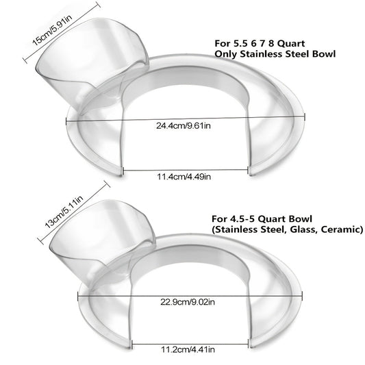 Upgrade your kitchen mixer bowls with this durable anti-splash splash guard made from PC material. Designed to fit Chef Machine accessories, this replacement spatter shield will keep your countertops clean while you mix and prepare ingredients.