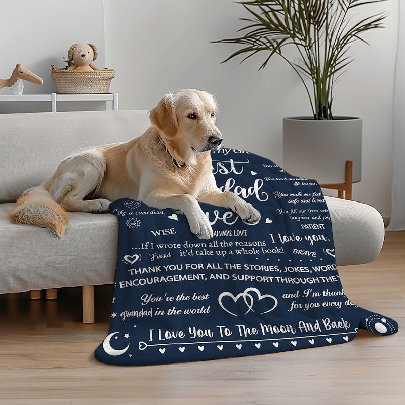 Soft and cozy throw blanket personalized with "Text Element 1pc" for Grandad, the best ever. The perfect birthday gift from his grandchildren.