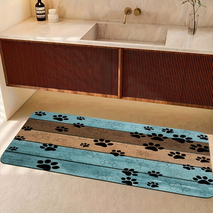 1-piece Dog Paw Print Area Pattern Entryway Mat, Fast-absorbing Quick Dry Bath Mat, Machine Washable Rug, Entryway Rug, Bath Mat, Dining Establishment, Family Room, Workplace, Home, Ornamental Rug, Ideal for Christmas