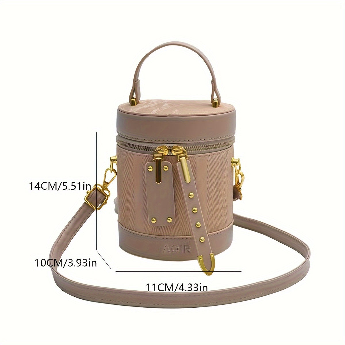 Stylish Striped PU Crossbody Bag with Adjustable Shoulder Strap and Zipper Closure - Trendy Bucket Handbag for Women