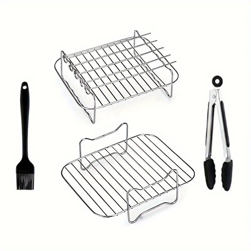 The Air Fryer Accessories Single Layer Rack is a 5-Pin Grill Rack made of 304 Stainless Steel. This Double Layer Ninja Foodi Dual Air Fryer also includes a FlexDrawer Air Fryer AF500UK and a Large Air Fryer Oven Stand with a Dehydrator option.