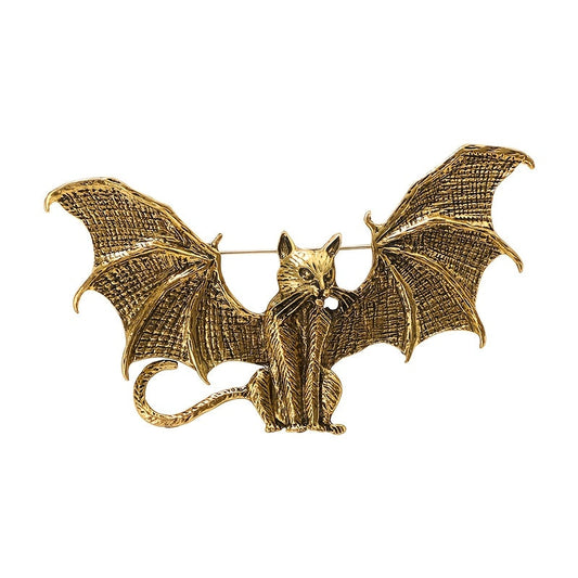 Enamel Pin Brooch: Retro Gothic Bat Cat design for Female, a Fun and Unique Backpack Pin, Stylish and Versatile Accessory