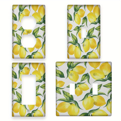 Stylish yellow lemon light switch cover for 1 or 2 gang switches, ideal for kitchen, bathroom, and living room decor.