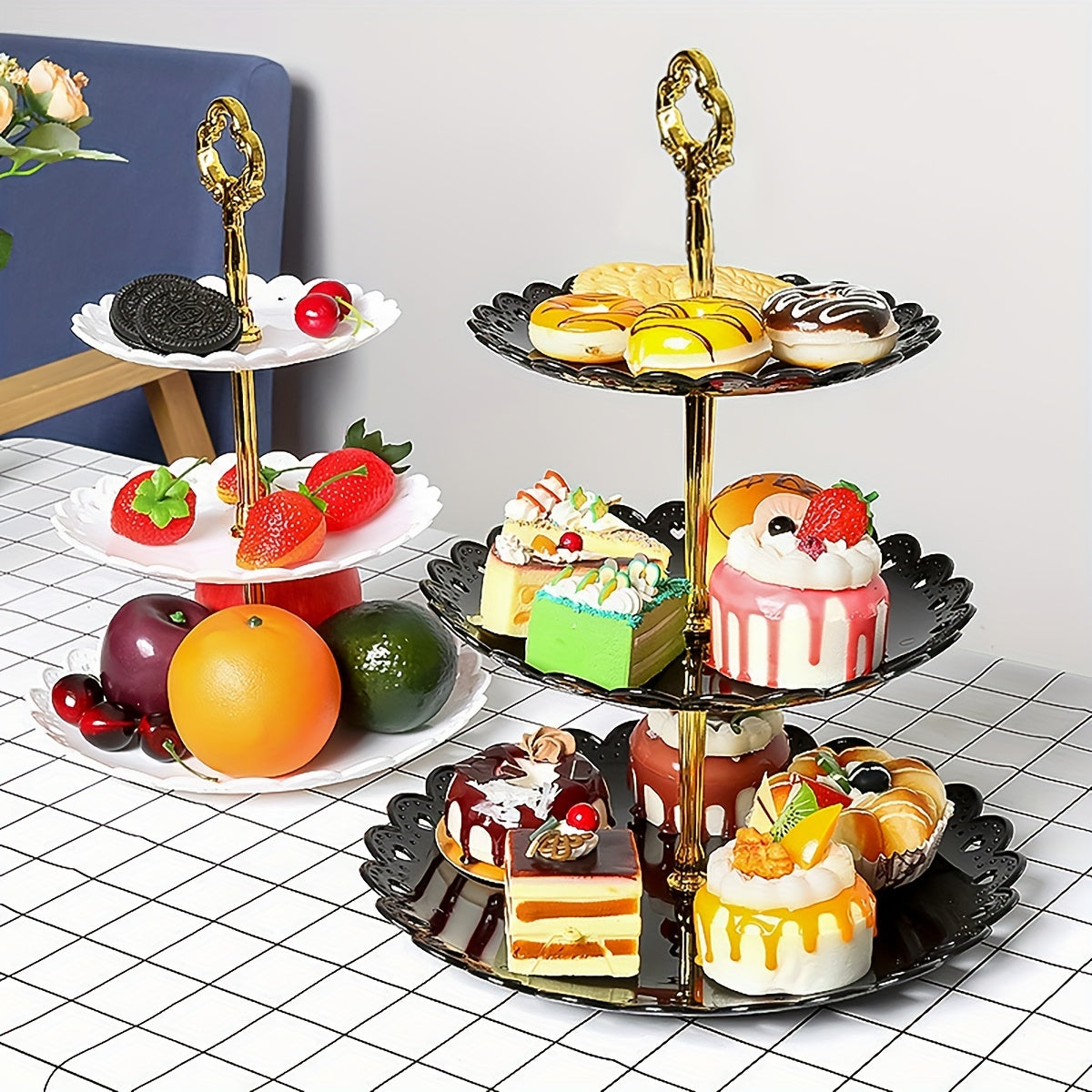 1pc, 3-tier serving stand for cakes, cupcakes, desserts, and table decorations perfect for various occasions like parties and holidays.