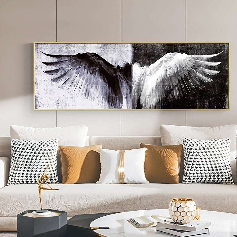 Modern black and white angel wings canvas art - Stunning decor for home and office