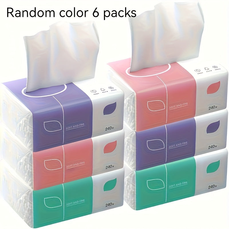 2/4/6 packs of high-quality 4-ply facial tissue with 6 sheets per pack. Each sheet has 240 sheets and is recyclable. Suitable for face, toilet, and napkin use. Durable and absorbent