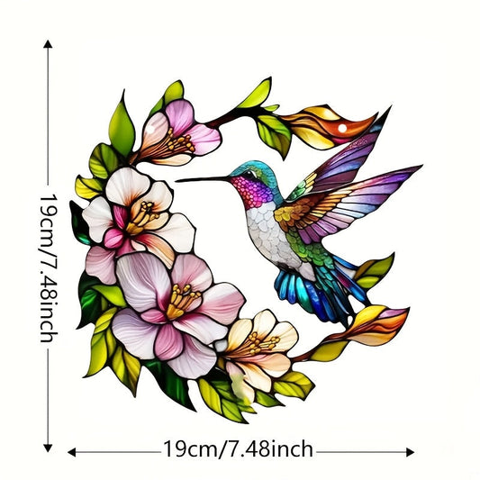 Colorful Spring Decor: Hummingbird & Floral Acrylic Window Hanging - Versatile Home Decoration, Ideal as Garland Centerpiece, Porch or Wall Accent, and a Perfect Holiday Gift