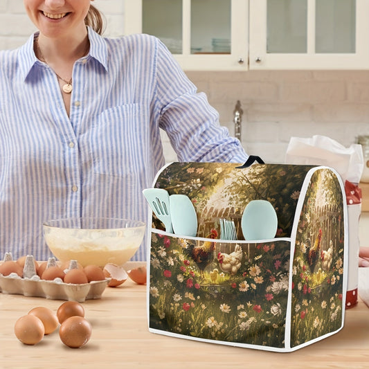 Protect your stand mixer with the charming Rshubino cover featuring a sunflower, highland cow, and rooster pattern. This dust and antistatic cover is compatible with most mixers and includes a top handle and pockets for convenient storage. It is washable