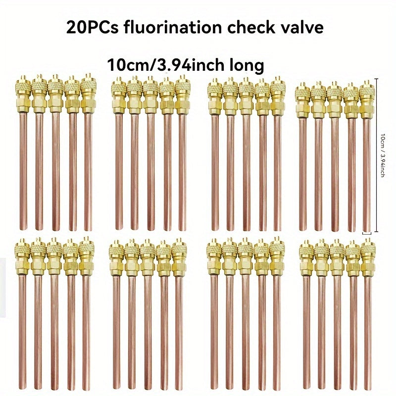 Refrigerator air conditioner fluorination check valve comes in packs of 10 or 20 pieces. This efficient and safe solution is ideal for filling refrigerants in household appliances. A must-have household gadget.