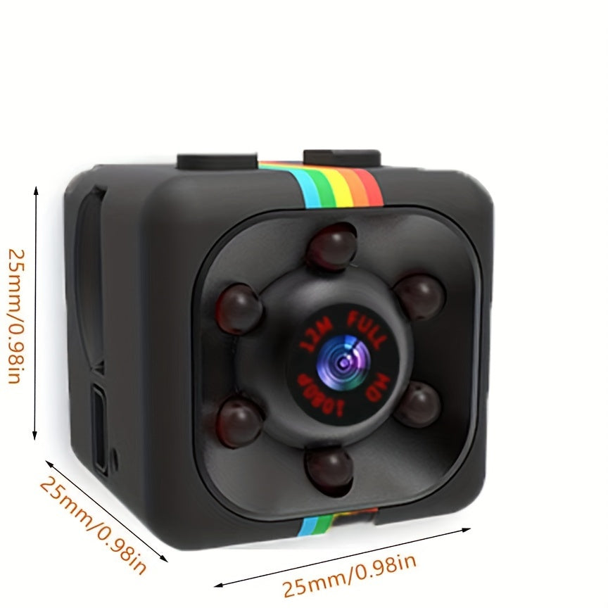 Compact camera with high-definition audio and video recording, night vision, motion detection; serves as a surveillance device, small pet monitoring camera, nanny camera, baby monitor, and